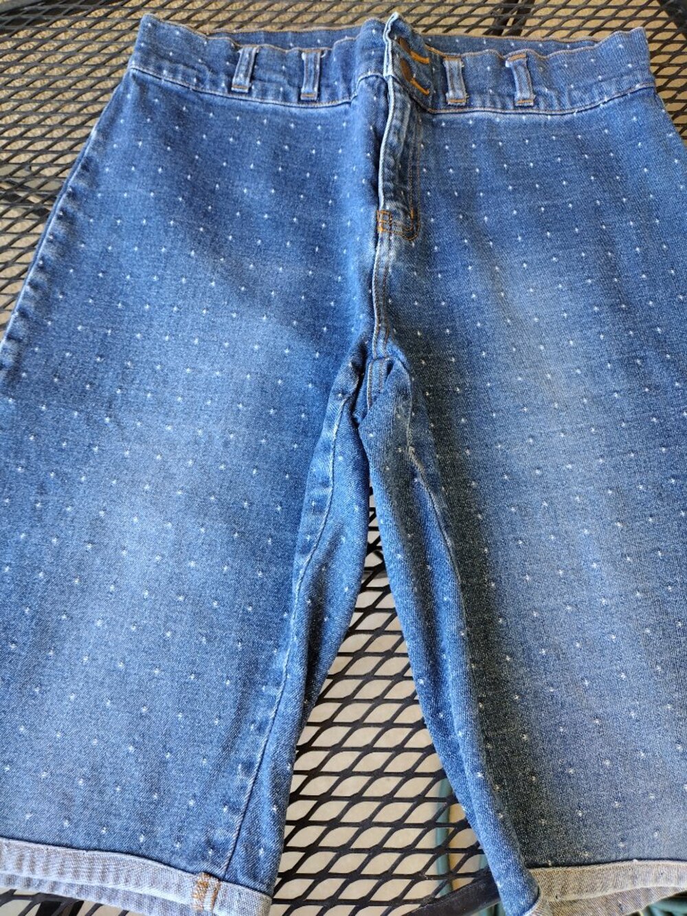 Vintage Bill Blass Jeans Polka Dot Stretch Denim Bermudas